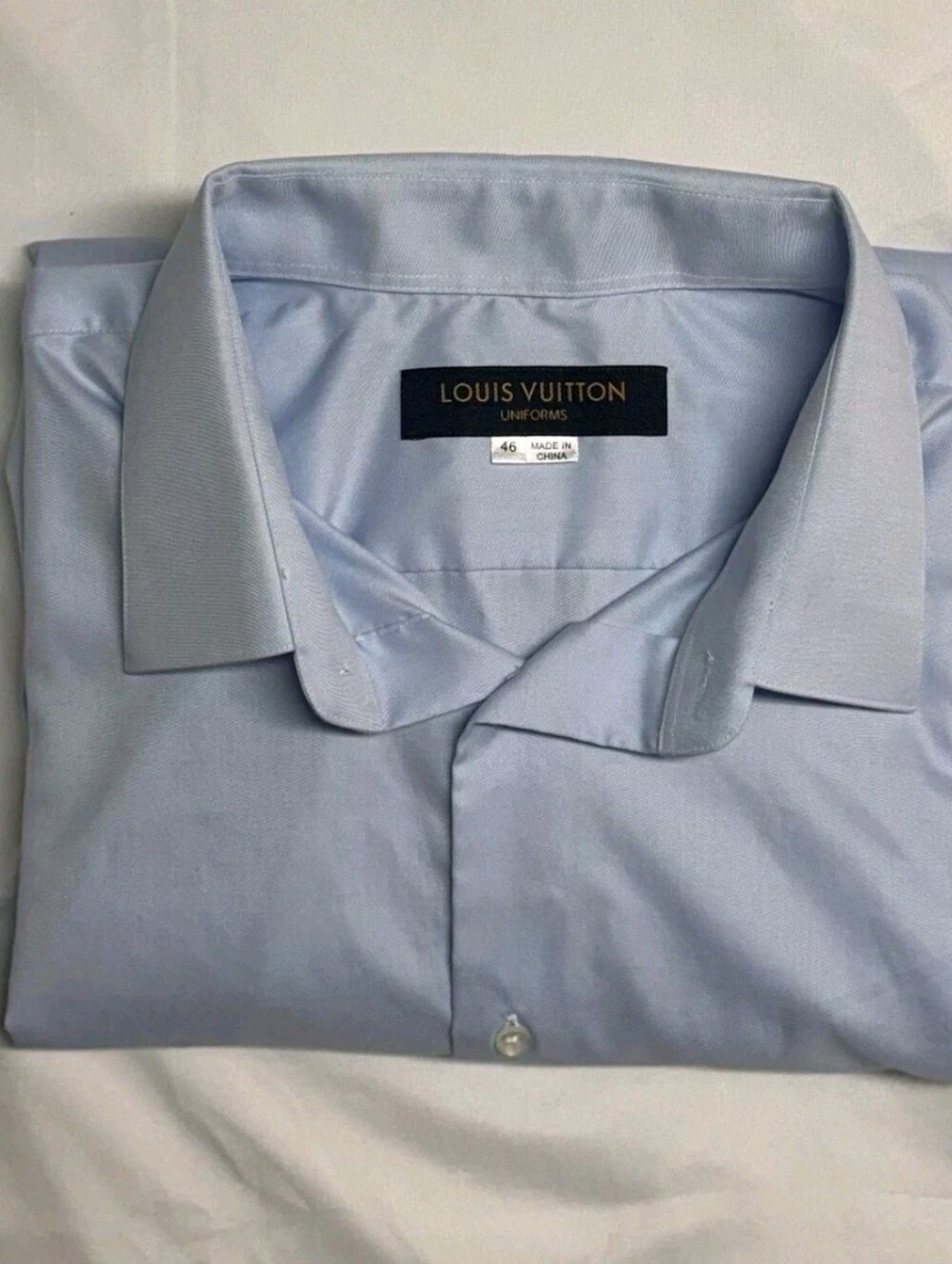 Louis Vuitton Uniforms Light Blue Button Front Dress Shirt 100% Cotton Size 46